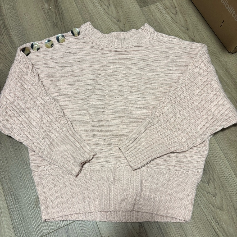 Inc International Concepts Blush Button-Shoulder Sweater Medium